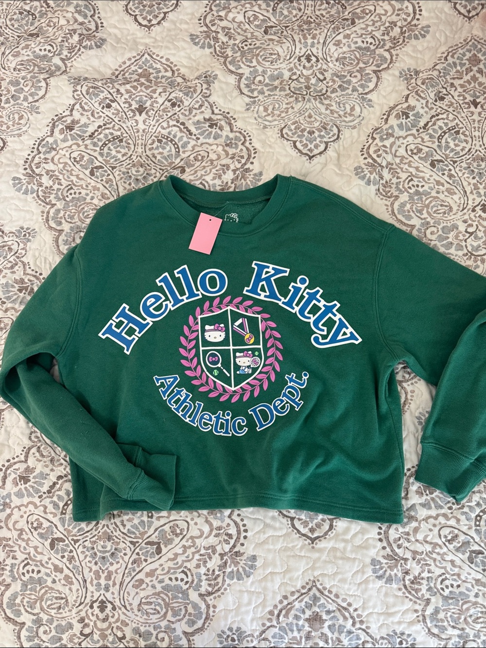 Hello Kitty Green Athletic Dept. Cropped Sweatshirt